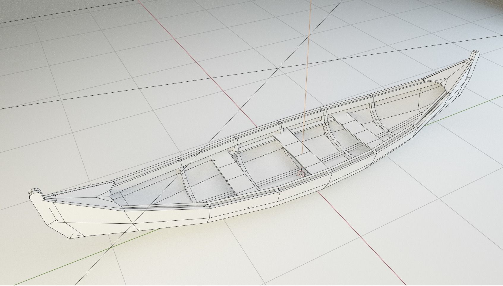 Low Poly Boat viking canoe Low-poly 3D model_3