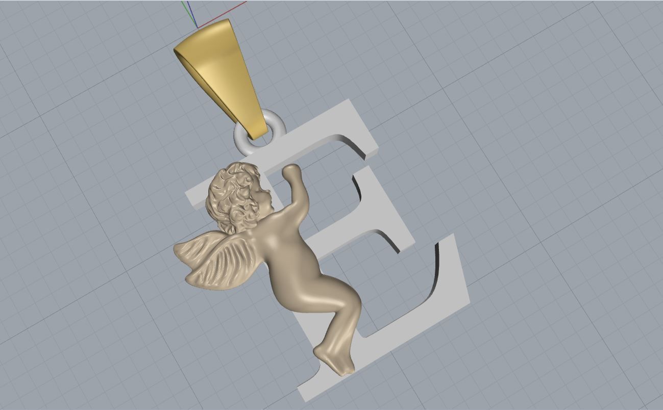 Pendant Letter E 3D print model_3