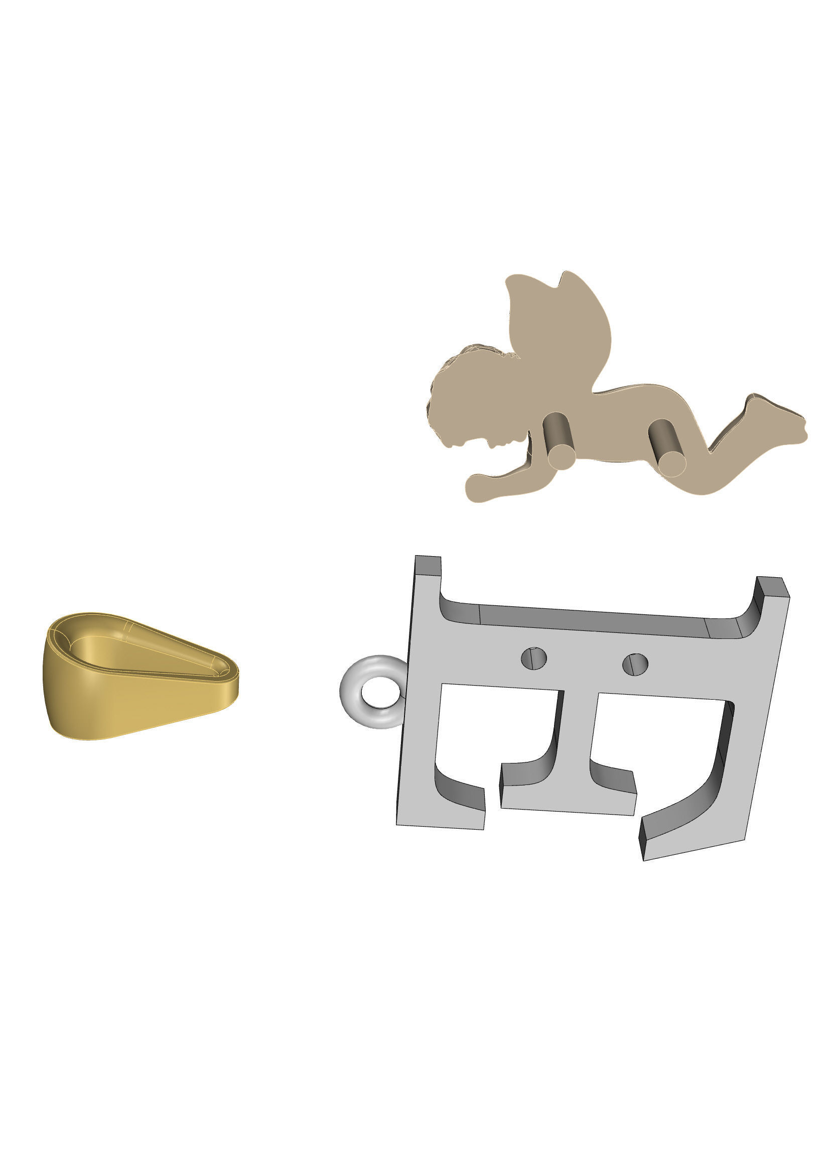 Pendant Letter E 3D print model_13