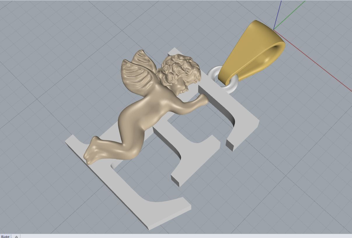 Pendant Letter E 3D print model_2