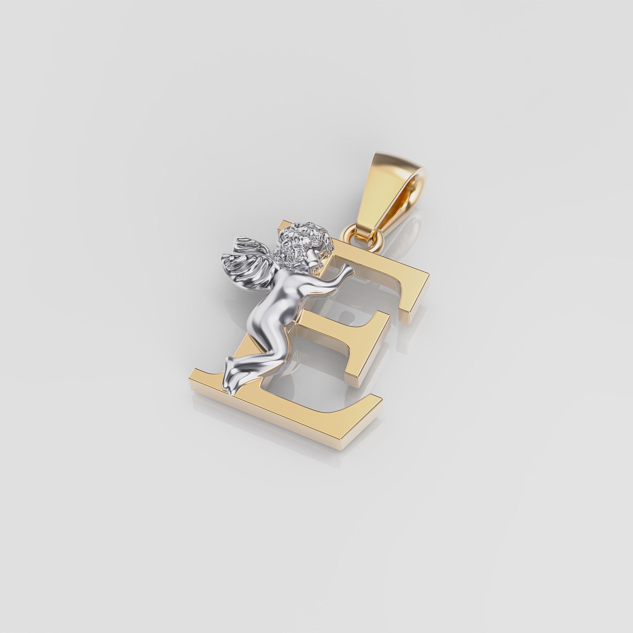 Pendant Letter E 3D print model_1