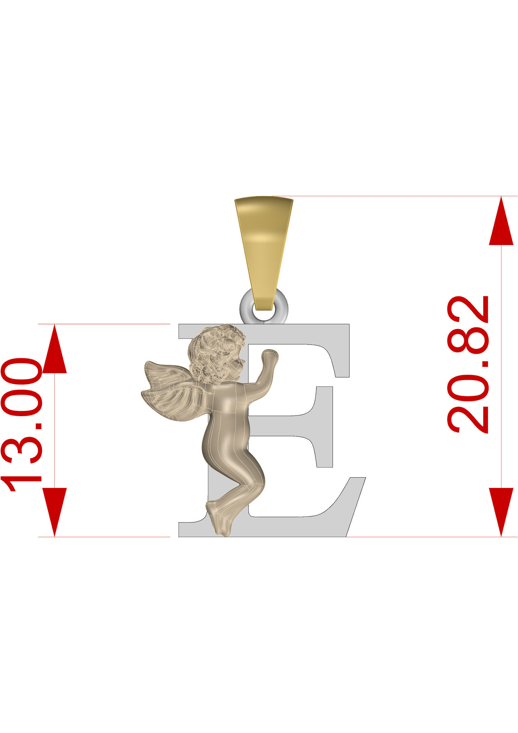 Pendant Letter E 3D print model_15