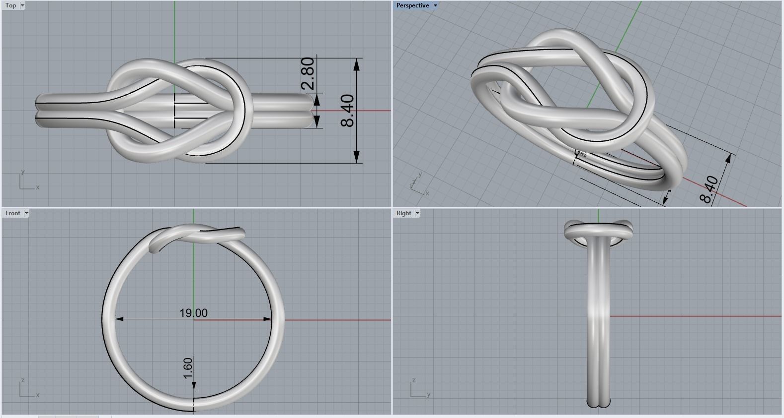 Knot Ring 3dmodel 3D print model 218 3D print model_2
