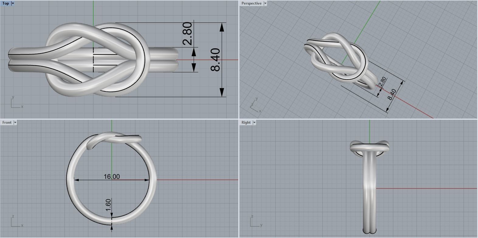 Knot Ring 3dmodel 3D print model 219 3D print model_4