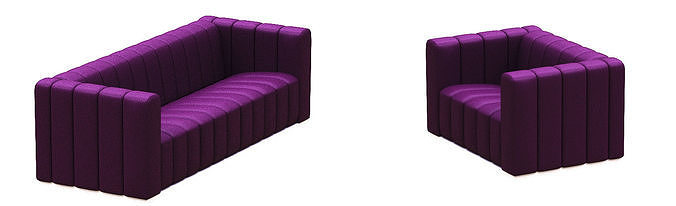 contemporary sofa set  Low-poly 3D model