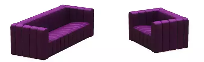 contemporary sofa set  Low-poly 3D model