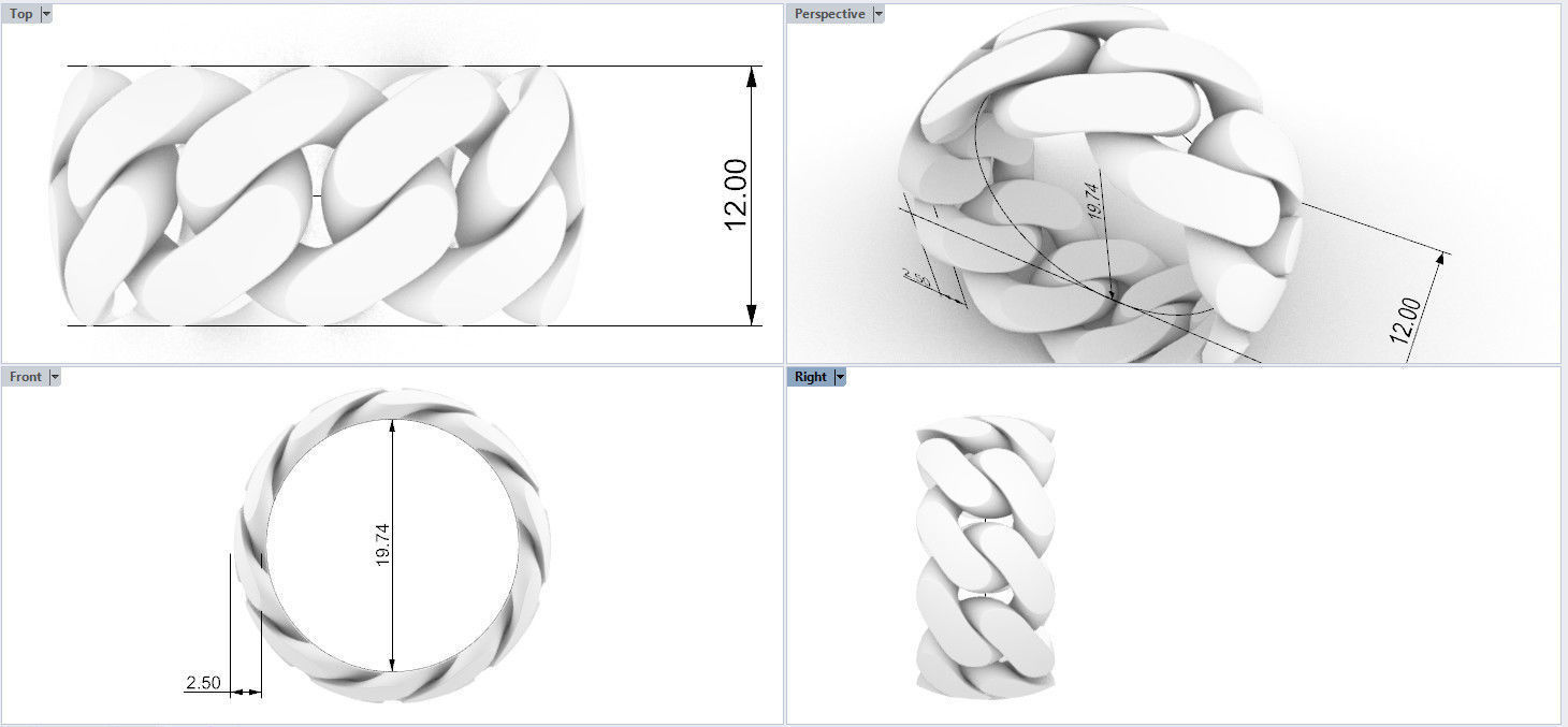 cuban ring 12 mm wide size 62 3D print model_1