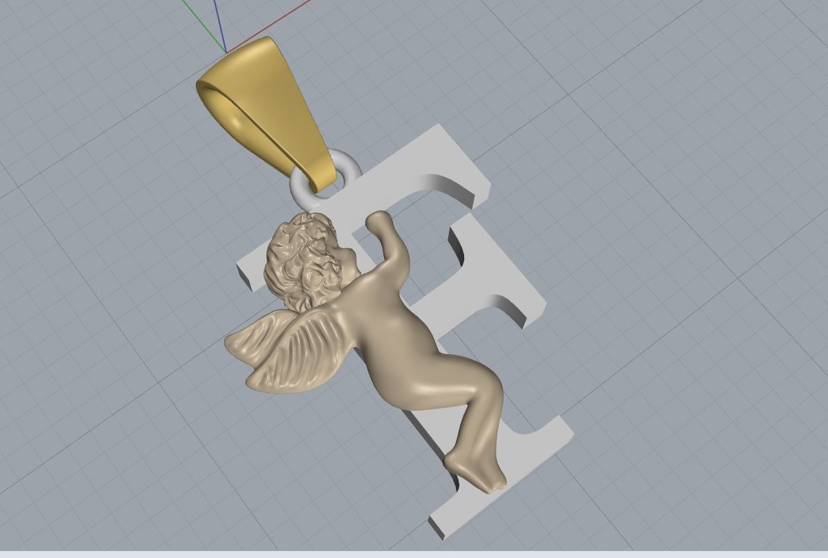 Pendant Letter F 3D print model_3