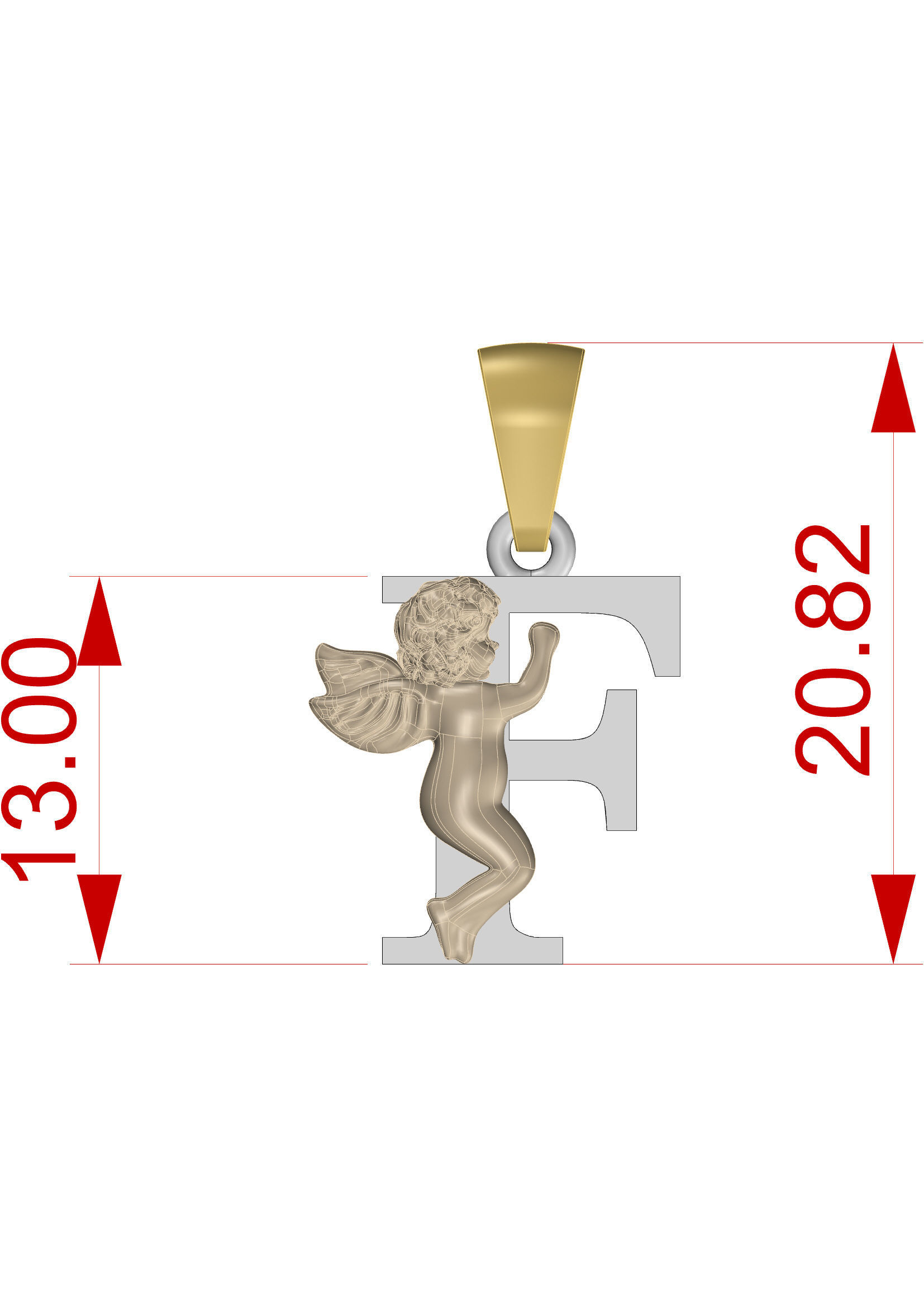 Pendant Letter F 3D print model_13