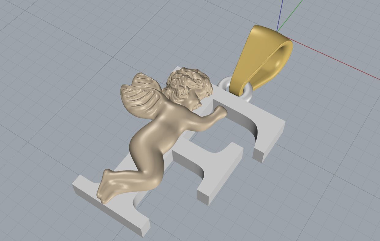 Pendant Letter F 3D print model_11