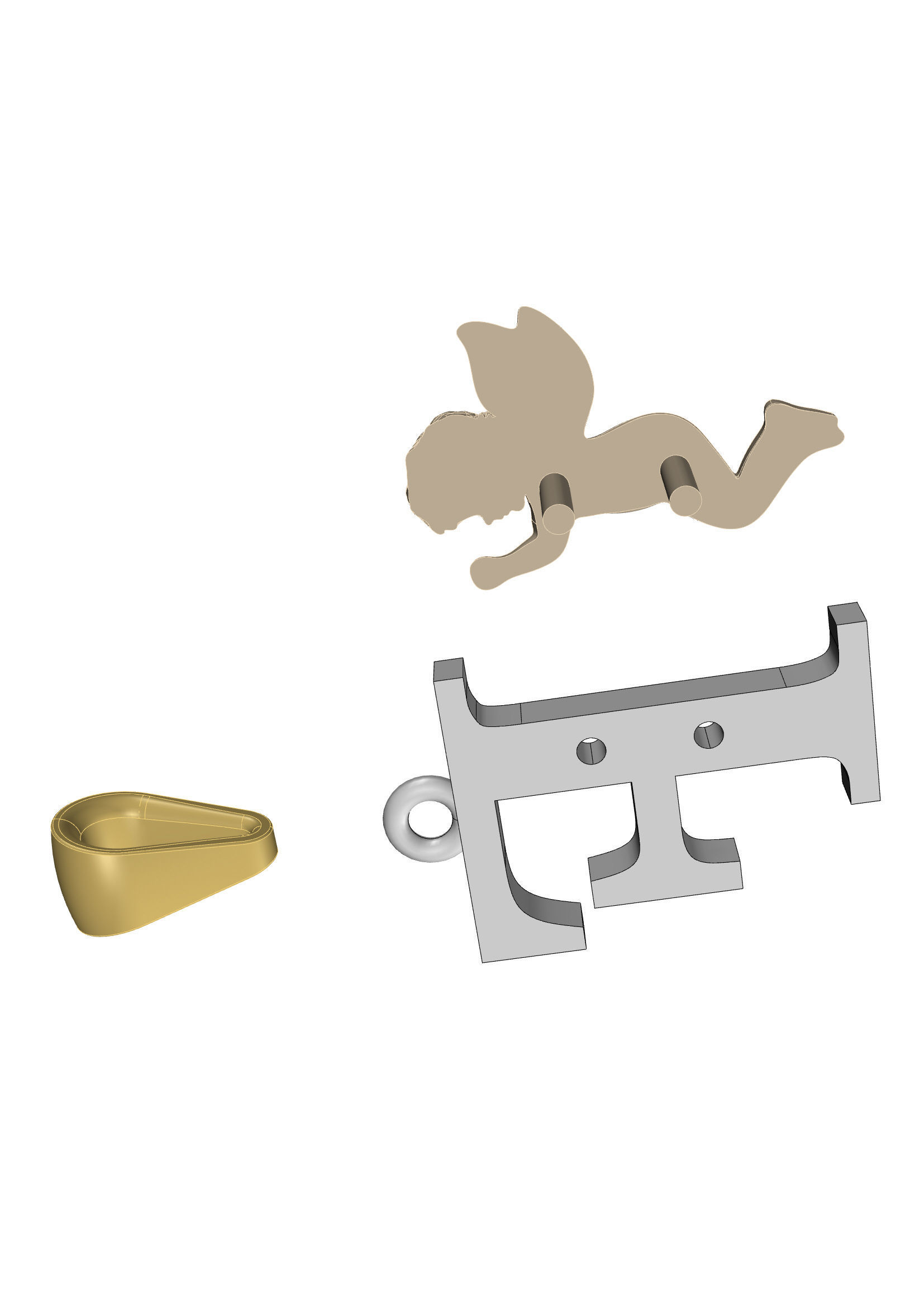 Pendant Letter F 3D print model_7