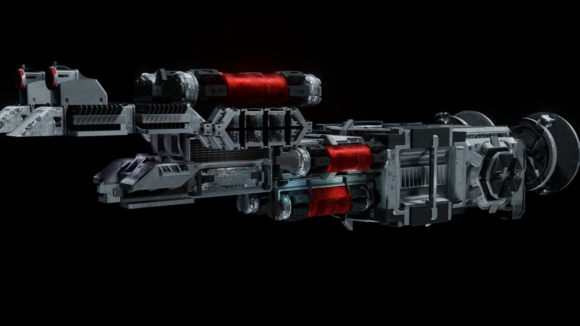 Sci-fi Spaceship 3D Model Low-poly 3D model_1