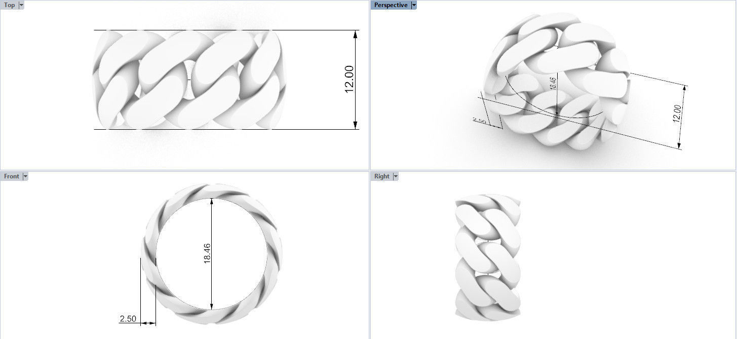 cuban ring 12 mm wide size 58 3D print model_1