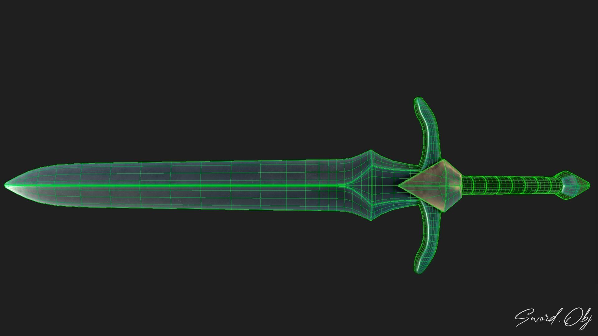 Lowpoly Sword 3D Model No Reference Unique Low-poly 3D model_8