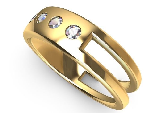 flush diamond ring stl verified 3D print model_1