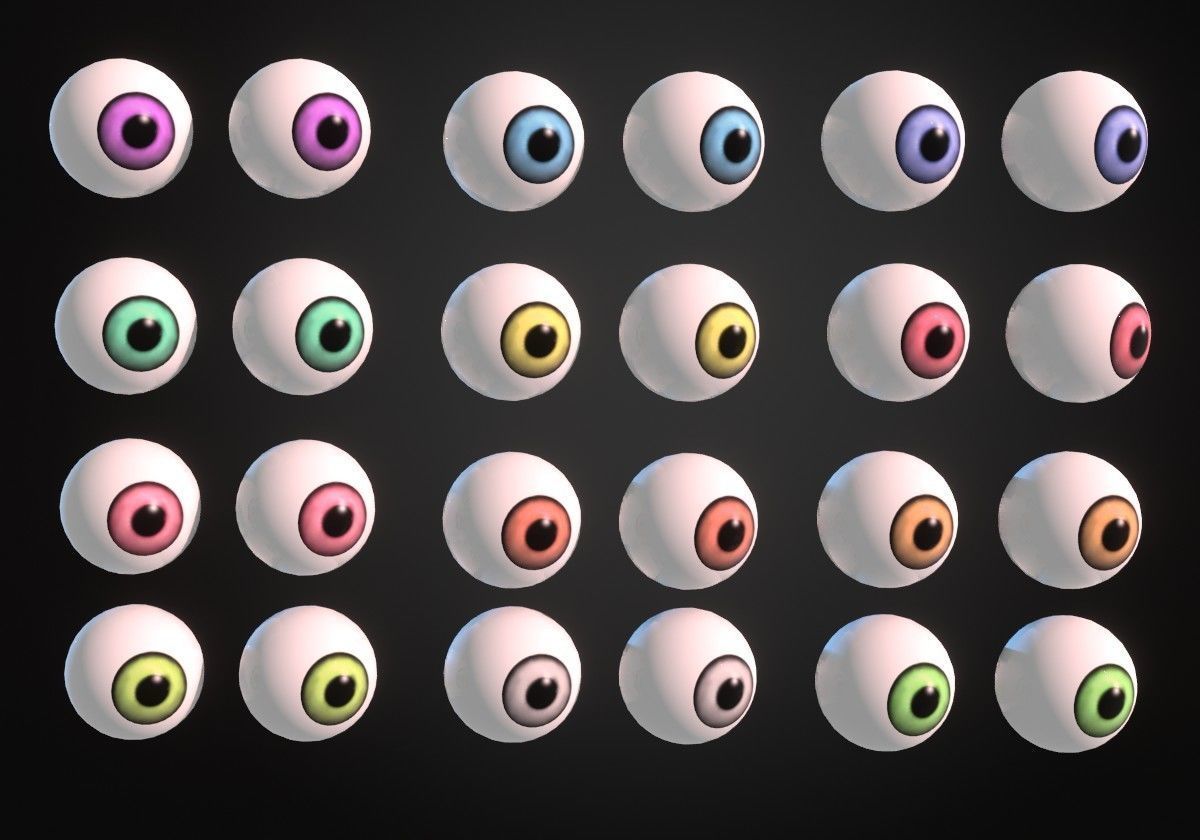 12 eyeballs pair package Low-poly 3D model_1