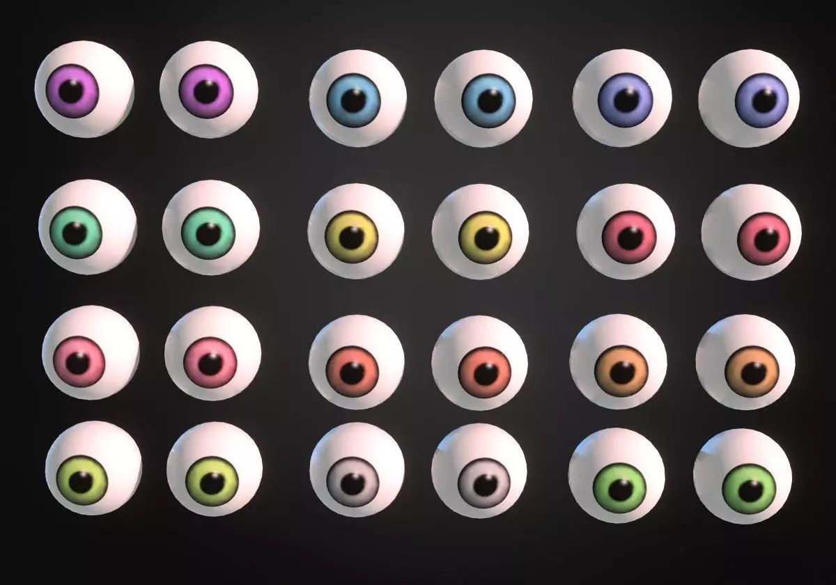 12 eyeballs pair package Low-poly 3D model_0