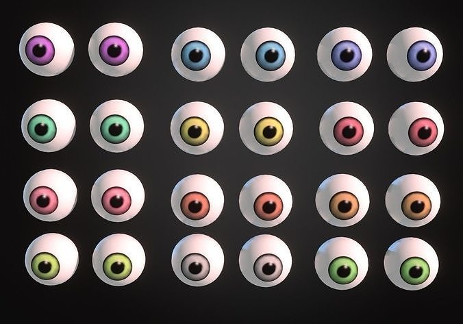 12 eyeballs pair package Low-poly 3D model