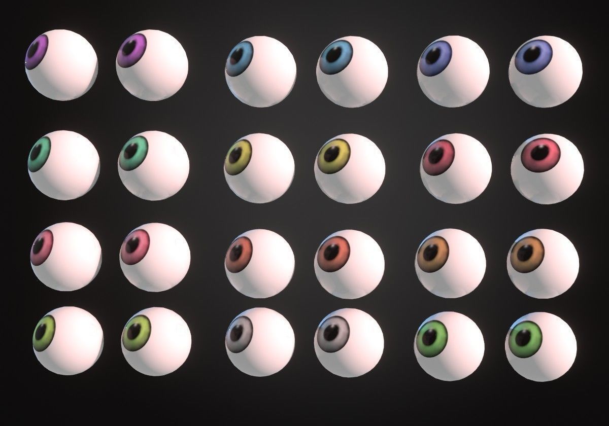12 eyeballs pair package Low-poly 3D model_3