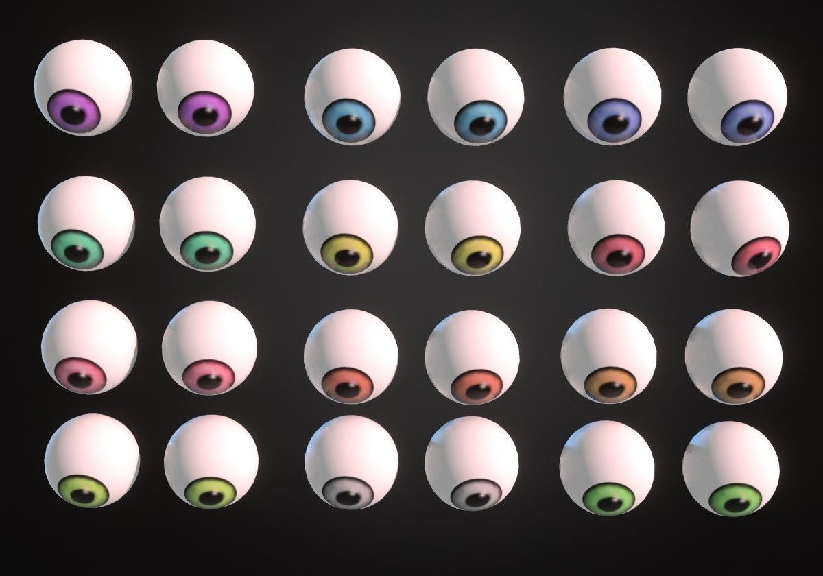 12 eyeballs pair package Low-poly 3D model_5