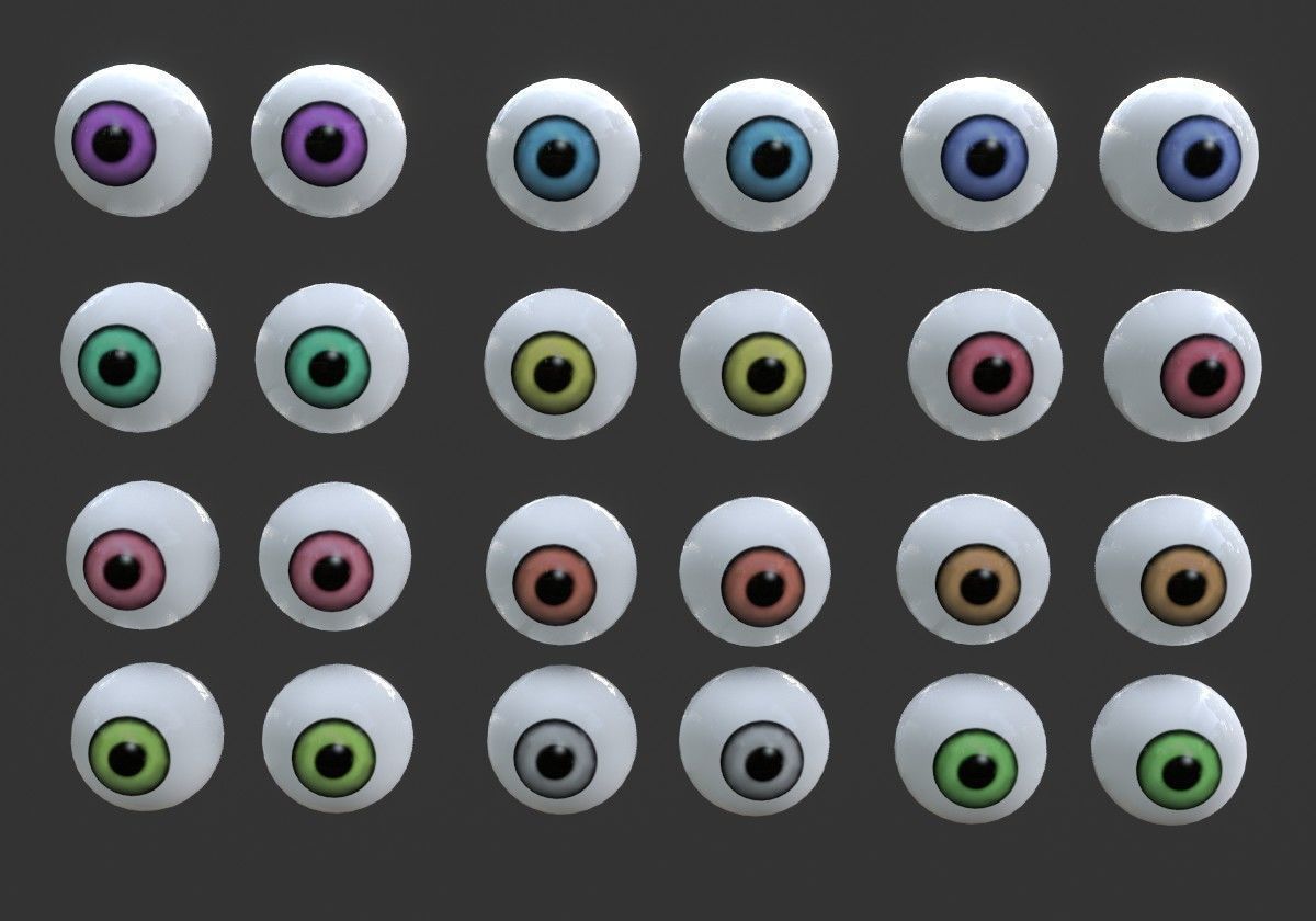 12 eyeballs pair package Low-poly 3D model_8