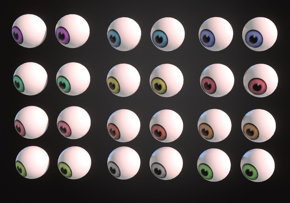12 eyeballs pair package Low-poly 3D model_4