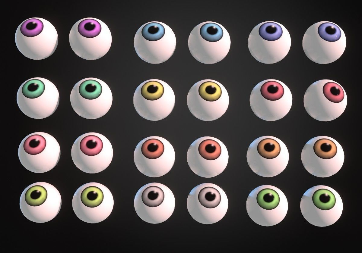 12 eyeballs pair package Low-poly 3D model_6