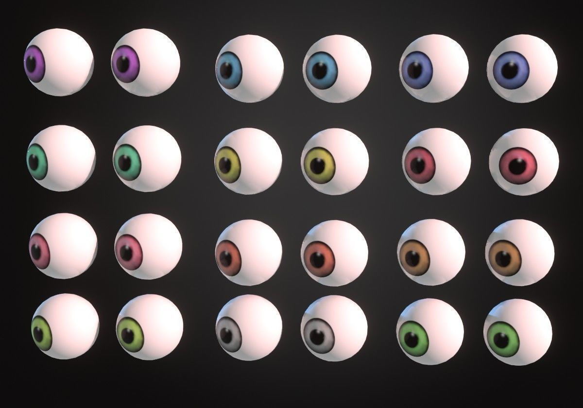 12 eyeballs pair package Low-poly 3D model_2