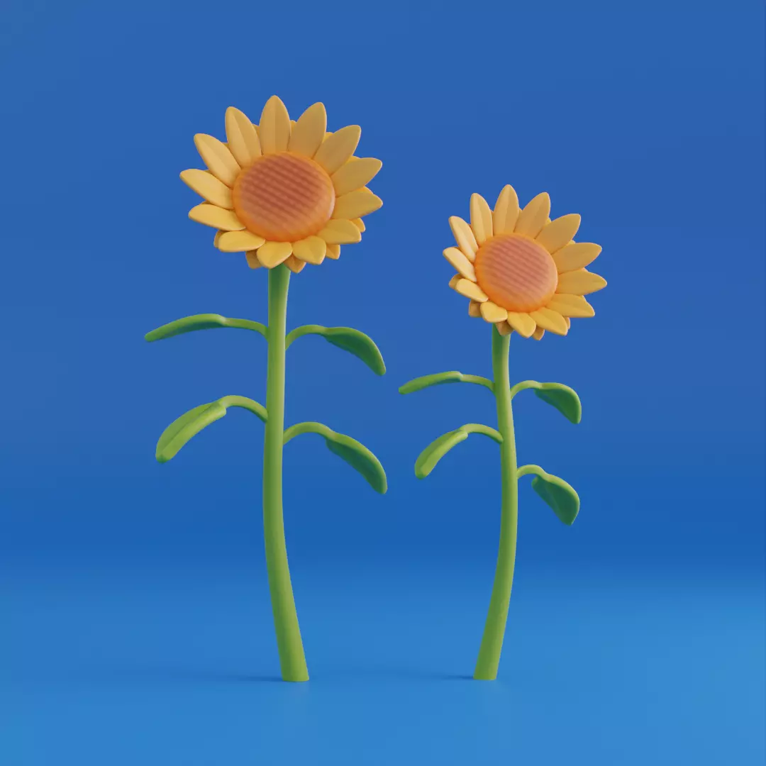 Cartoon sunflower Low-poly 3D model_0