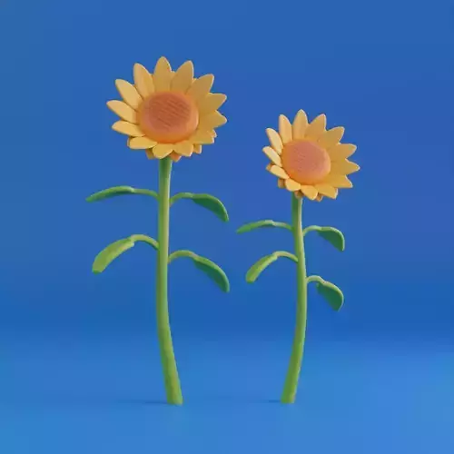 Cartoon sunflower Low-poly 3D model