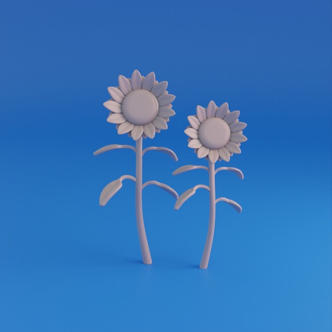 Cartoon sunflower Low-poly 3D model_4