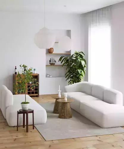 Modern White Interior With 3ds max - corona renderer