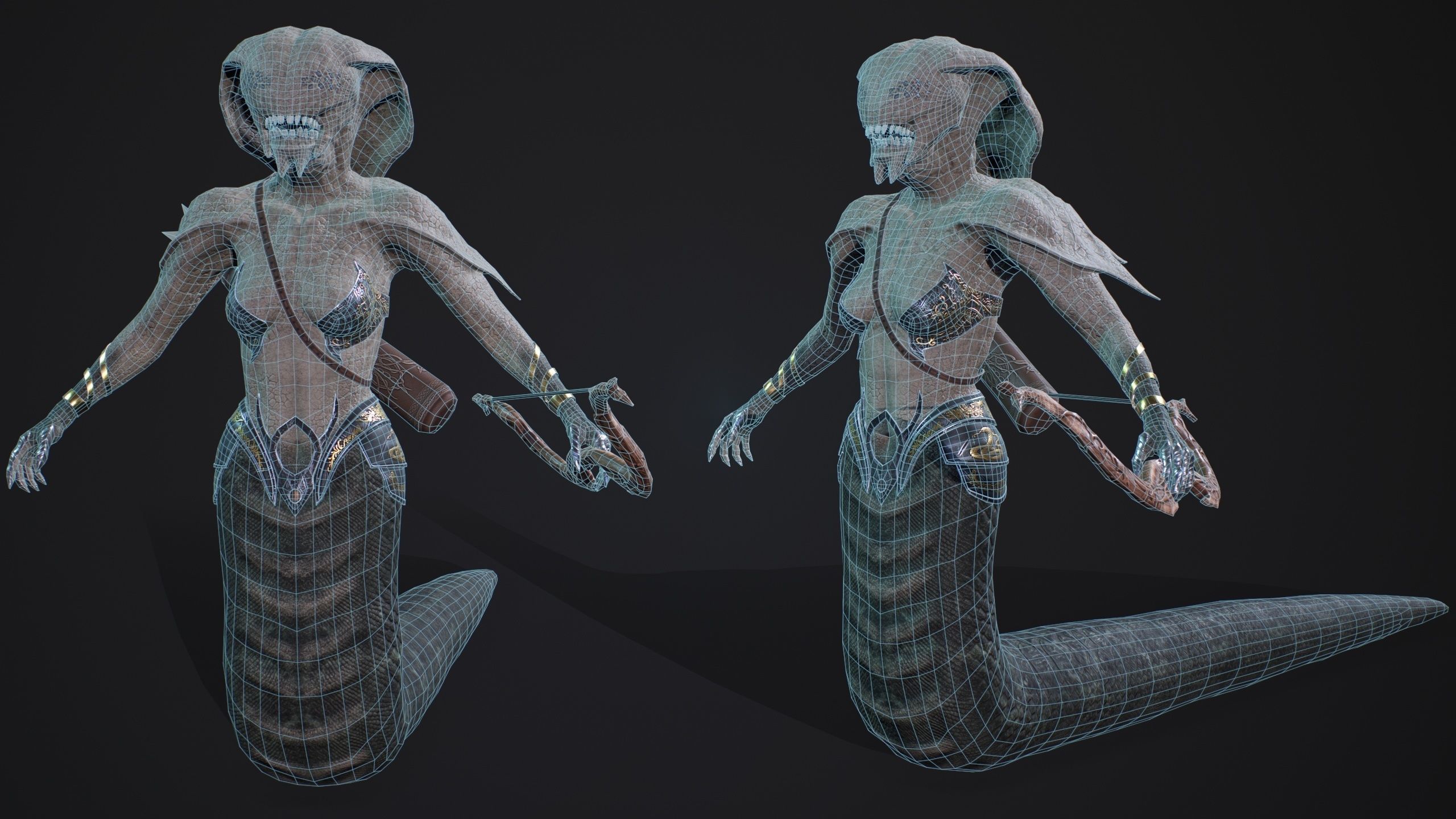 snake gorgon Low-poly 3D model_8