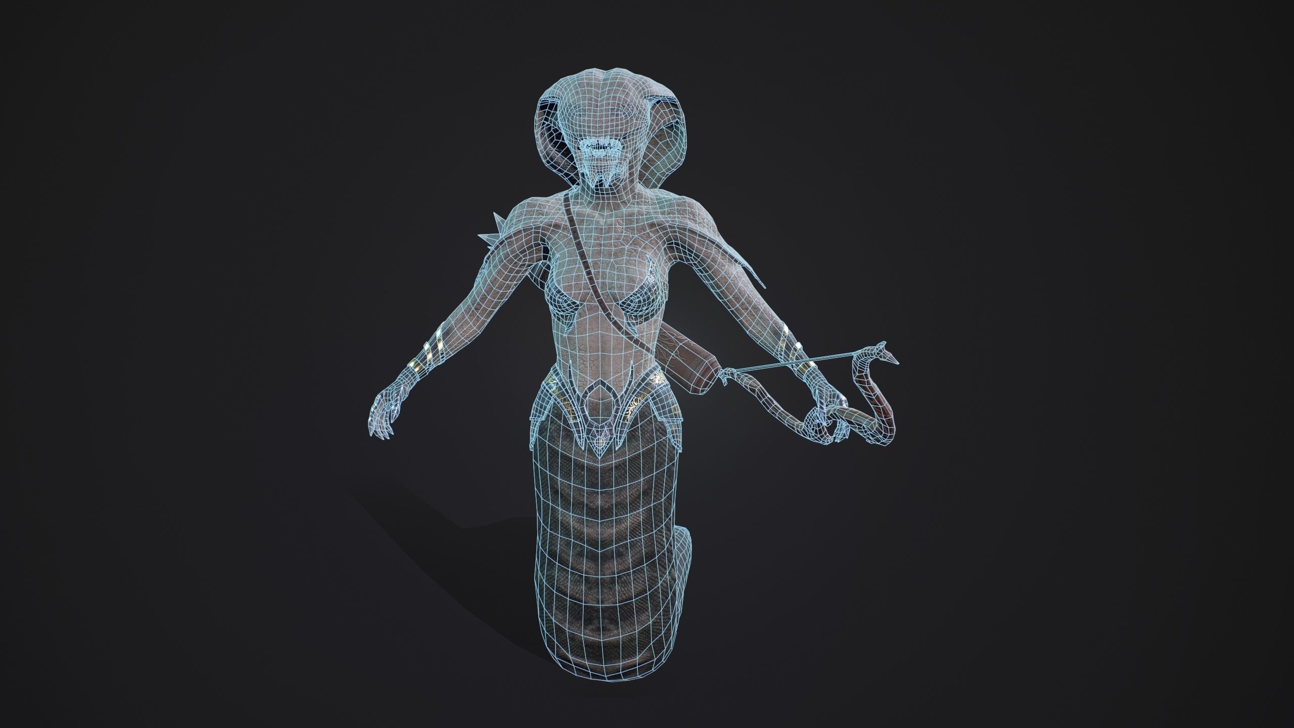 snake gorgon Low-poly 3D model_3