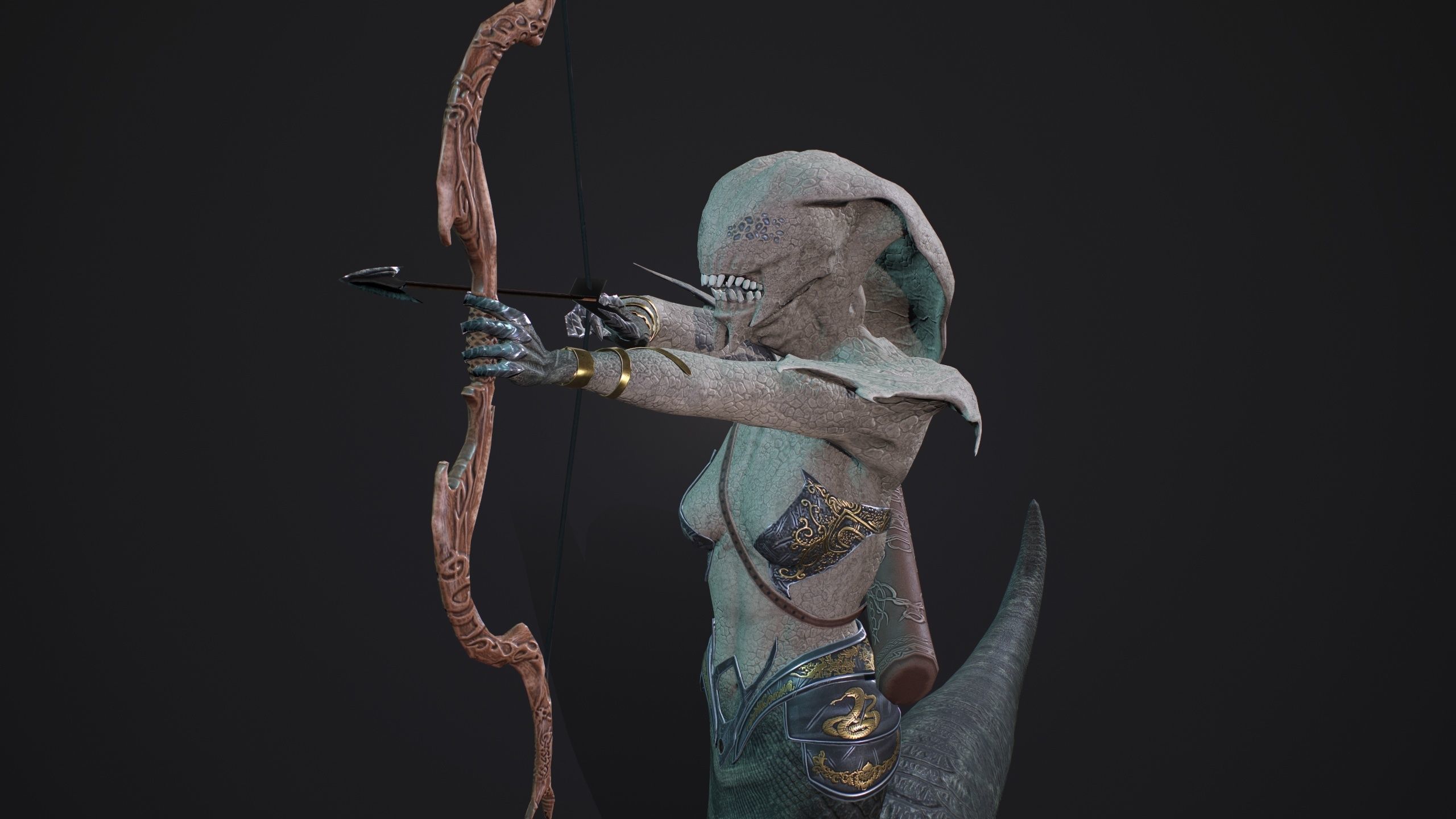 snake gorgon Low-poly 3D model_4