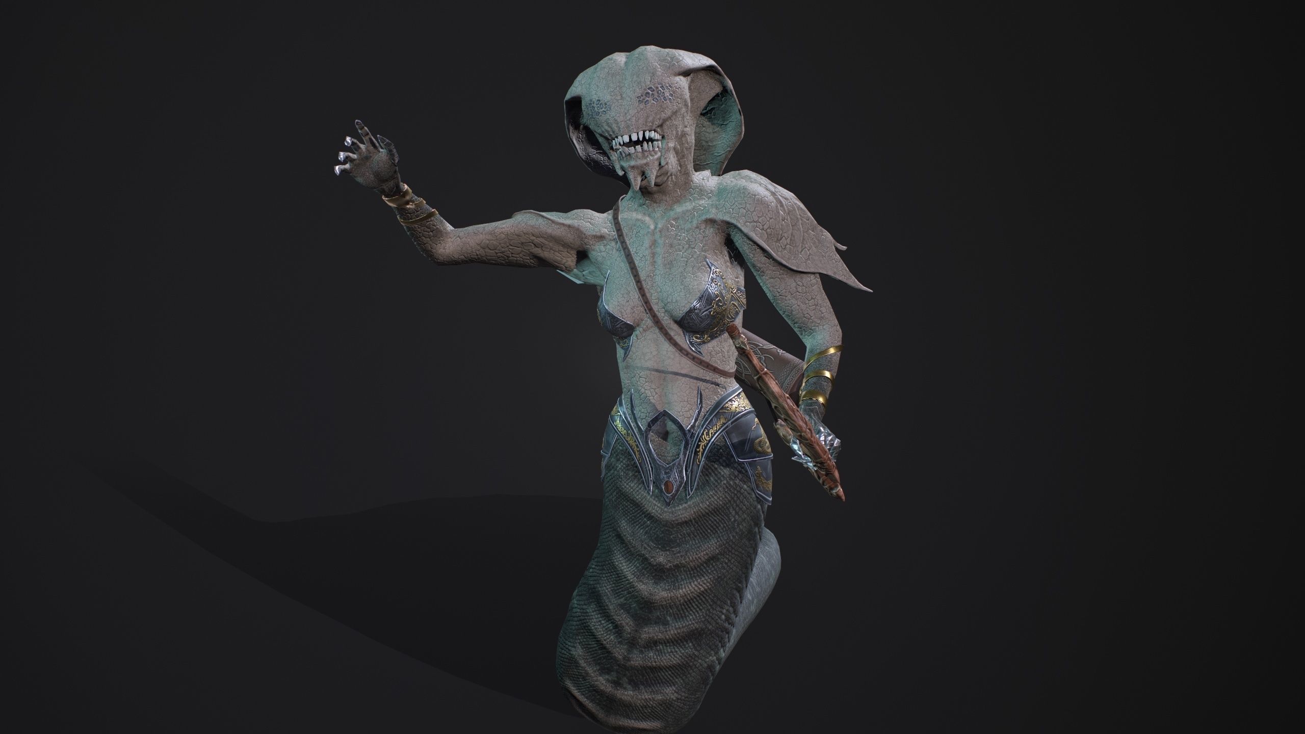 snake gorgon Low-poly 3D model_7