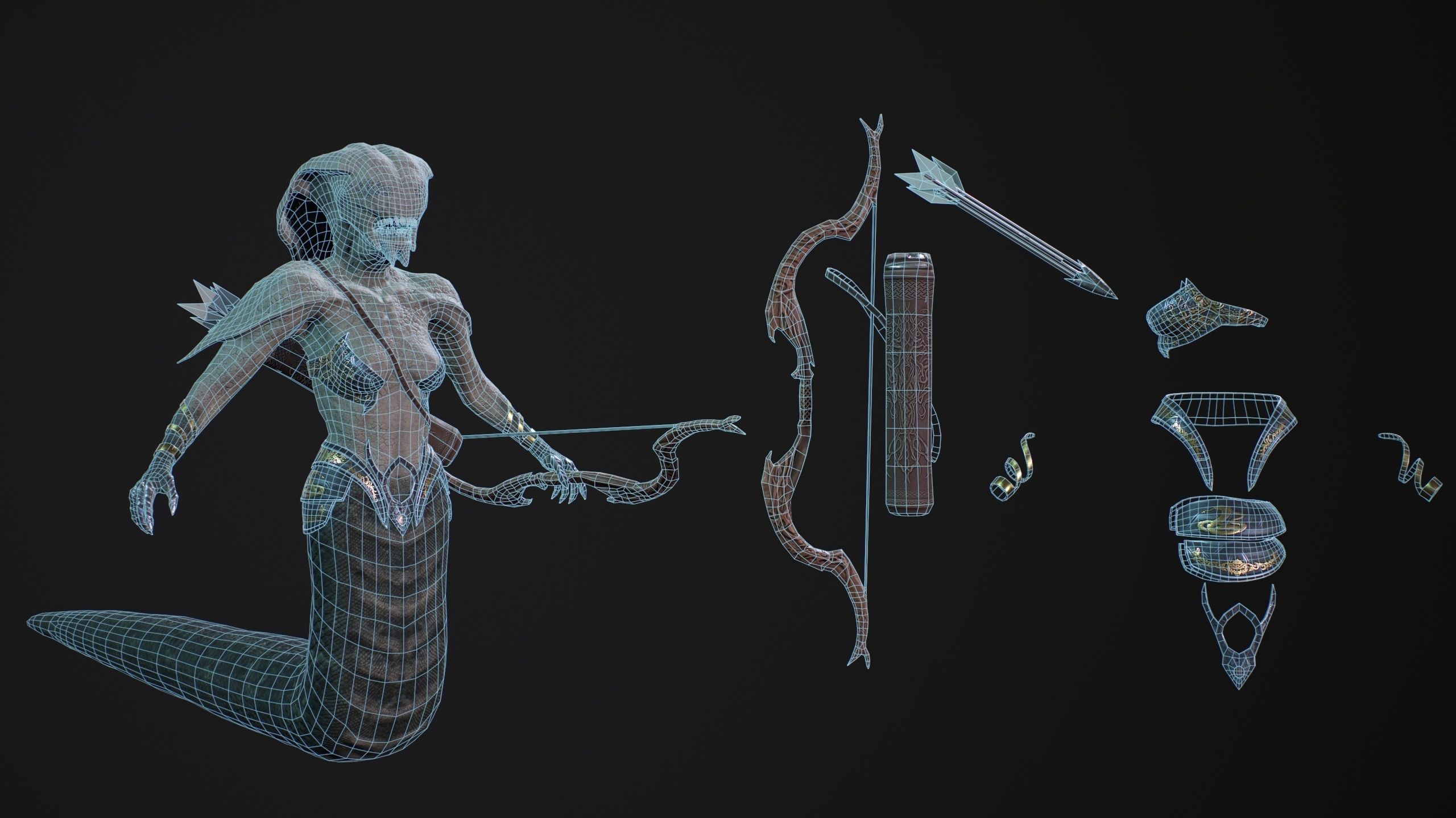 snake gorgon Low-poly 3D model_11