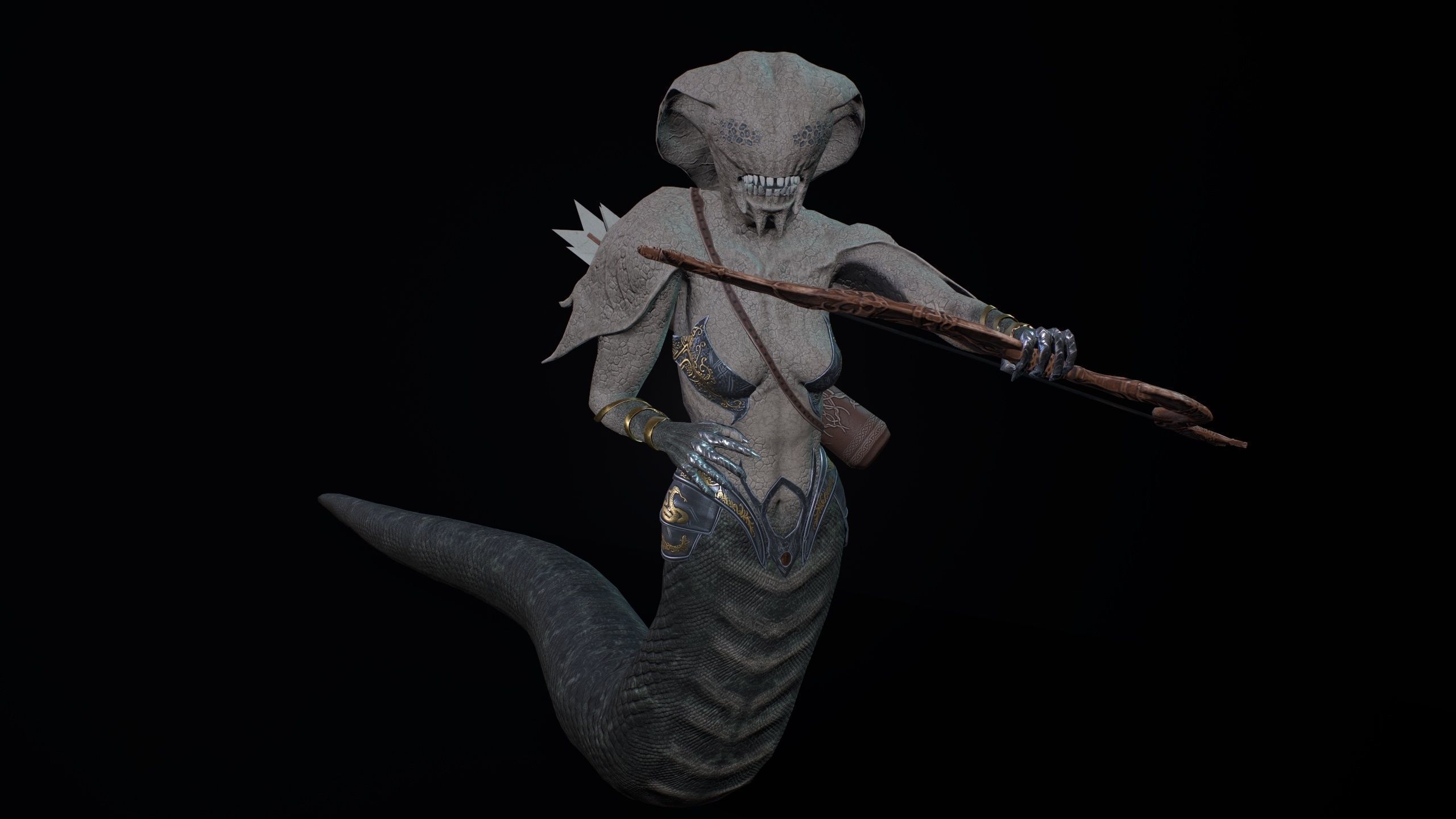 snake gorgon Low-poly 3D model_6