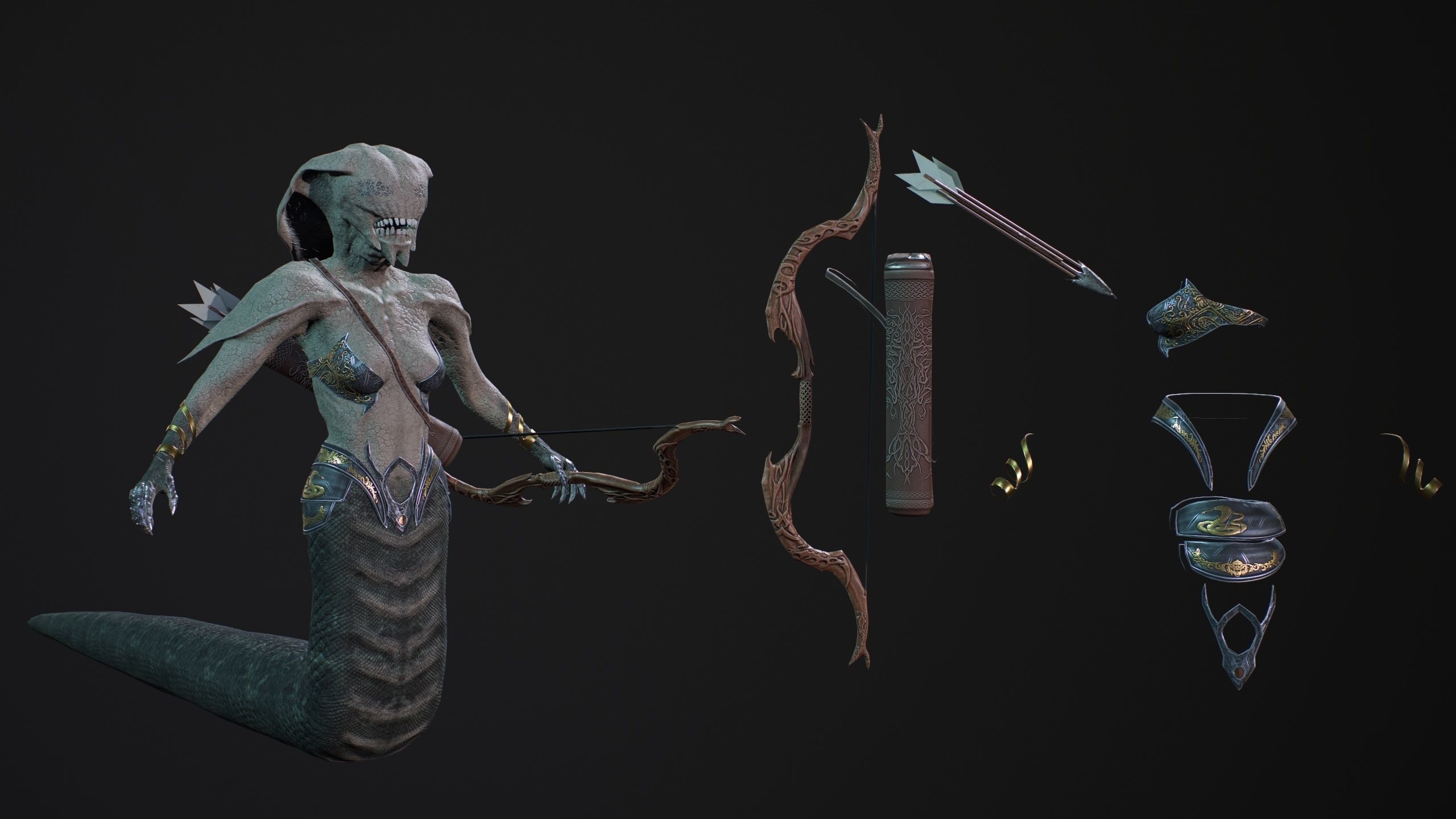 snake gorgon Low-poly 3D model_5