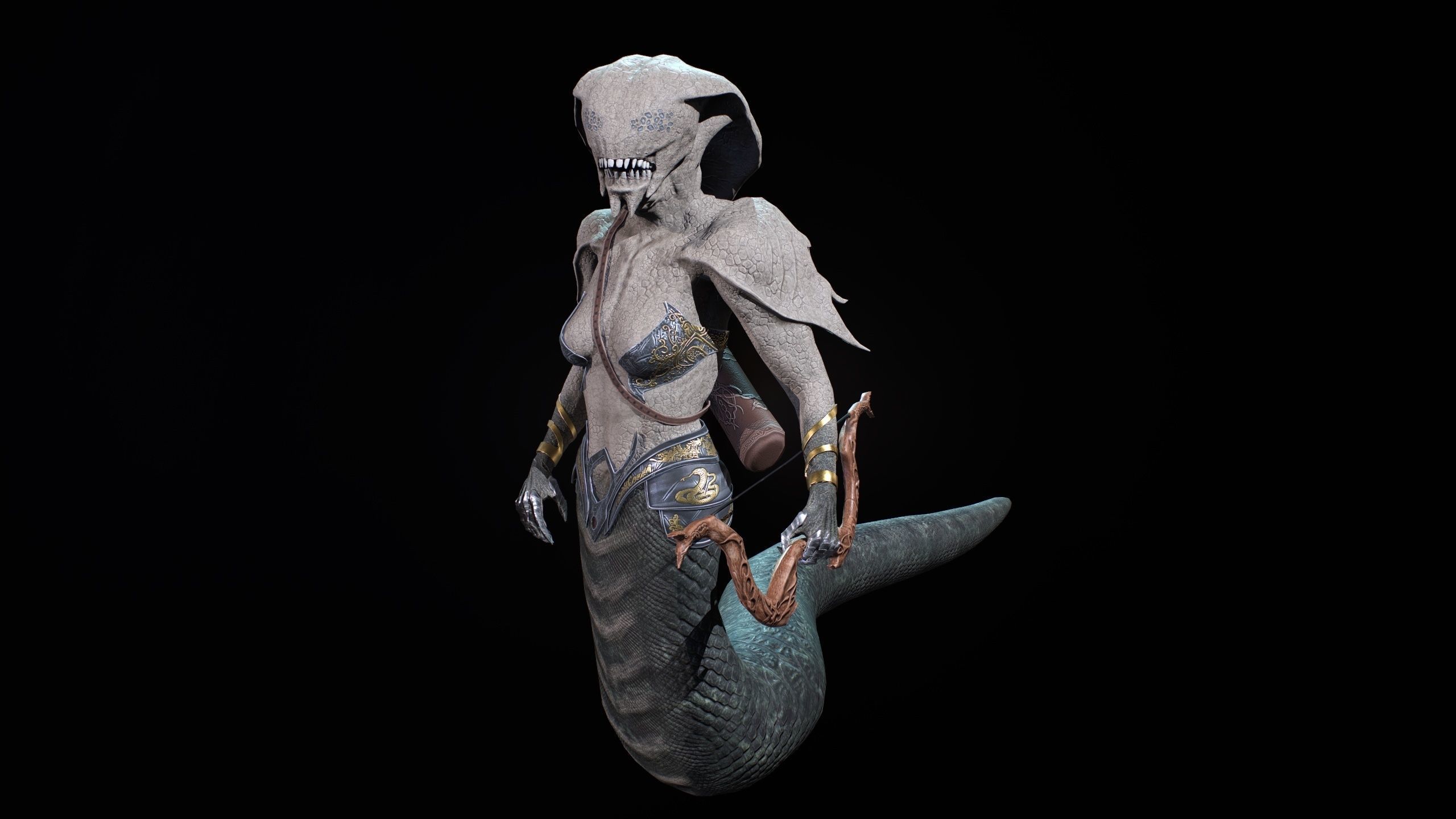 snake gorgon Low-poly 3D model_9