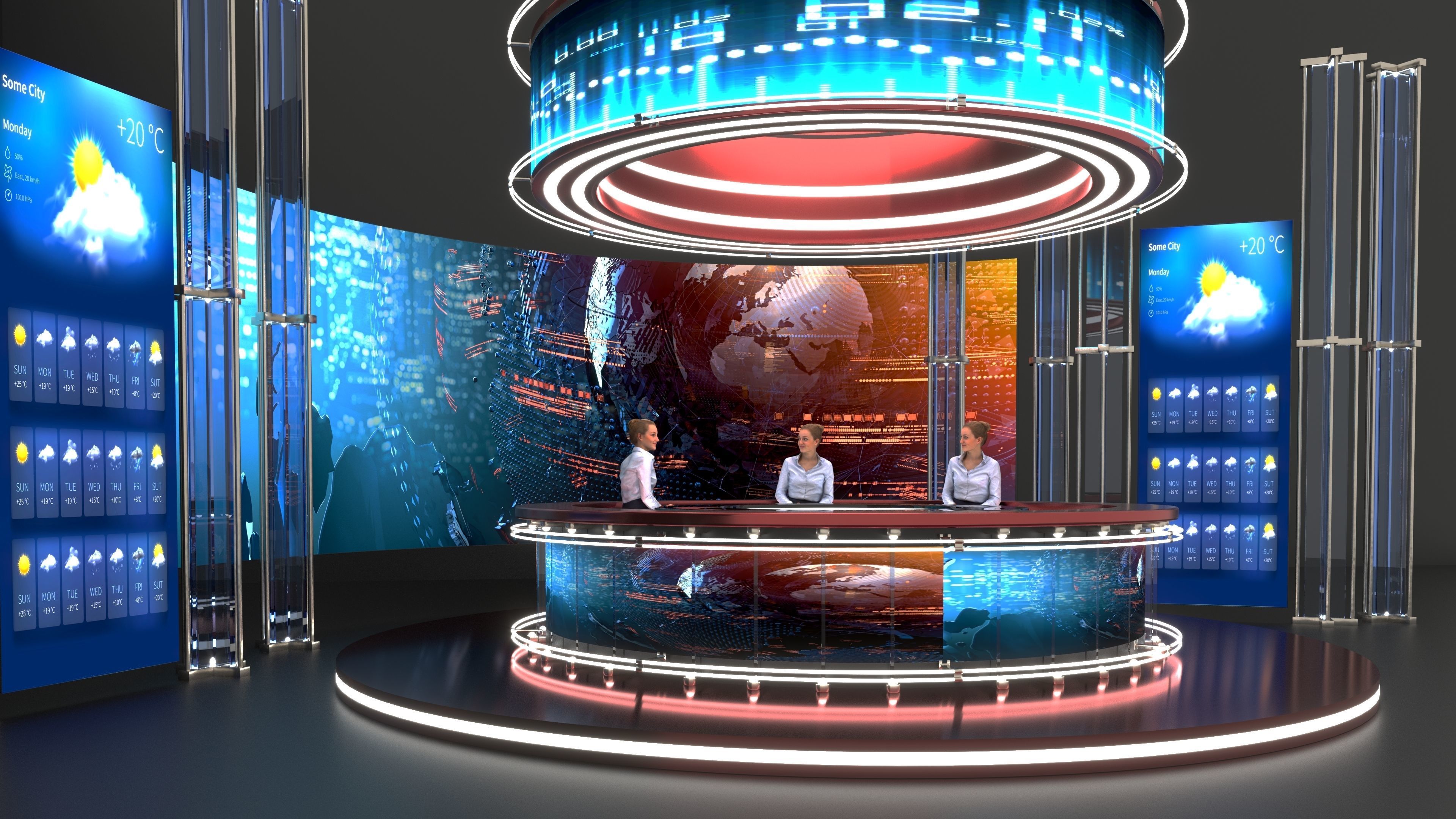 Virtual NEWS TV Studio 3D model_1