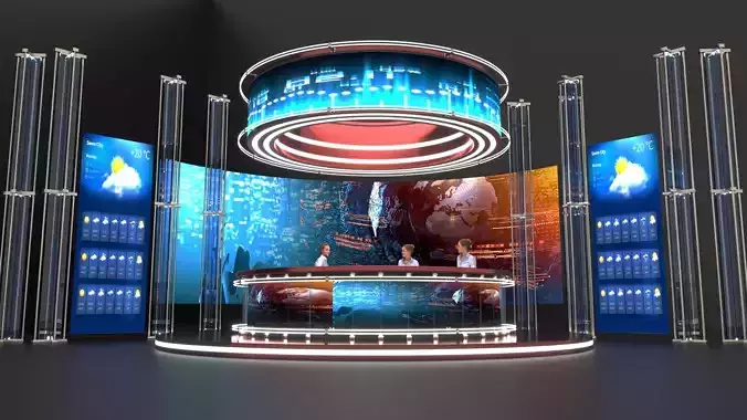 Virtual NEWS TV Studio 3D model