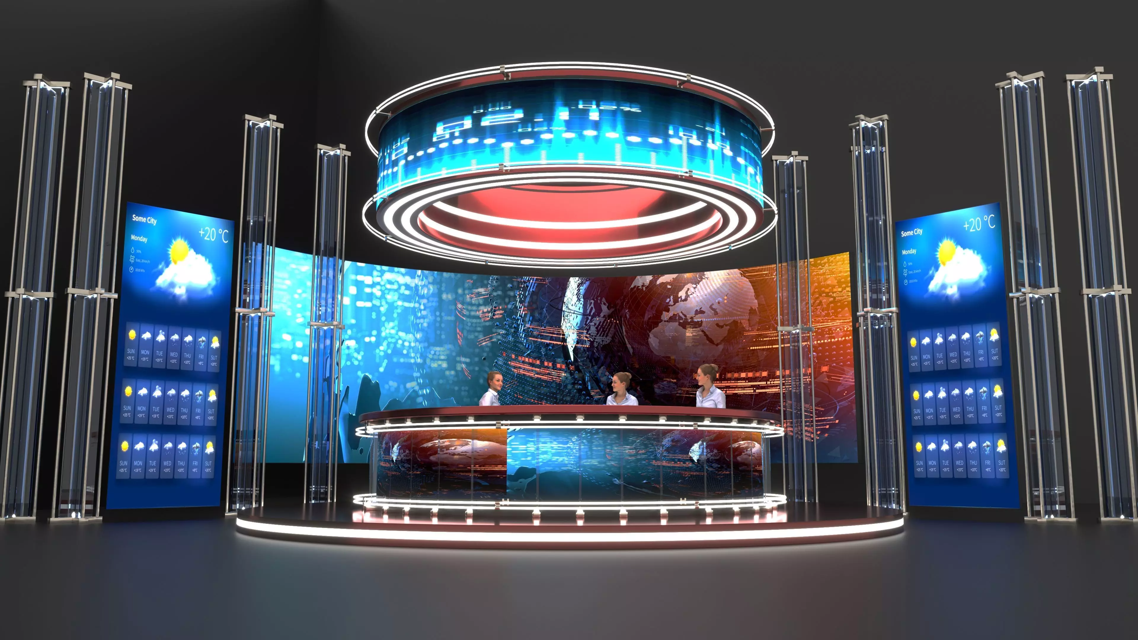 Virtual NEWS TV Studio 3D model_0
