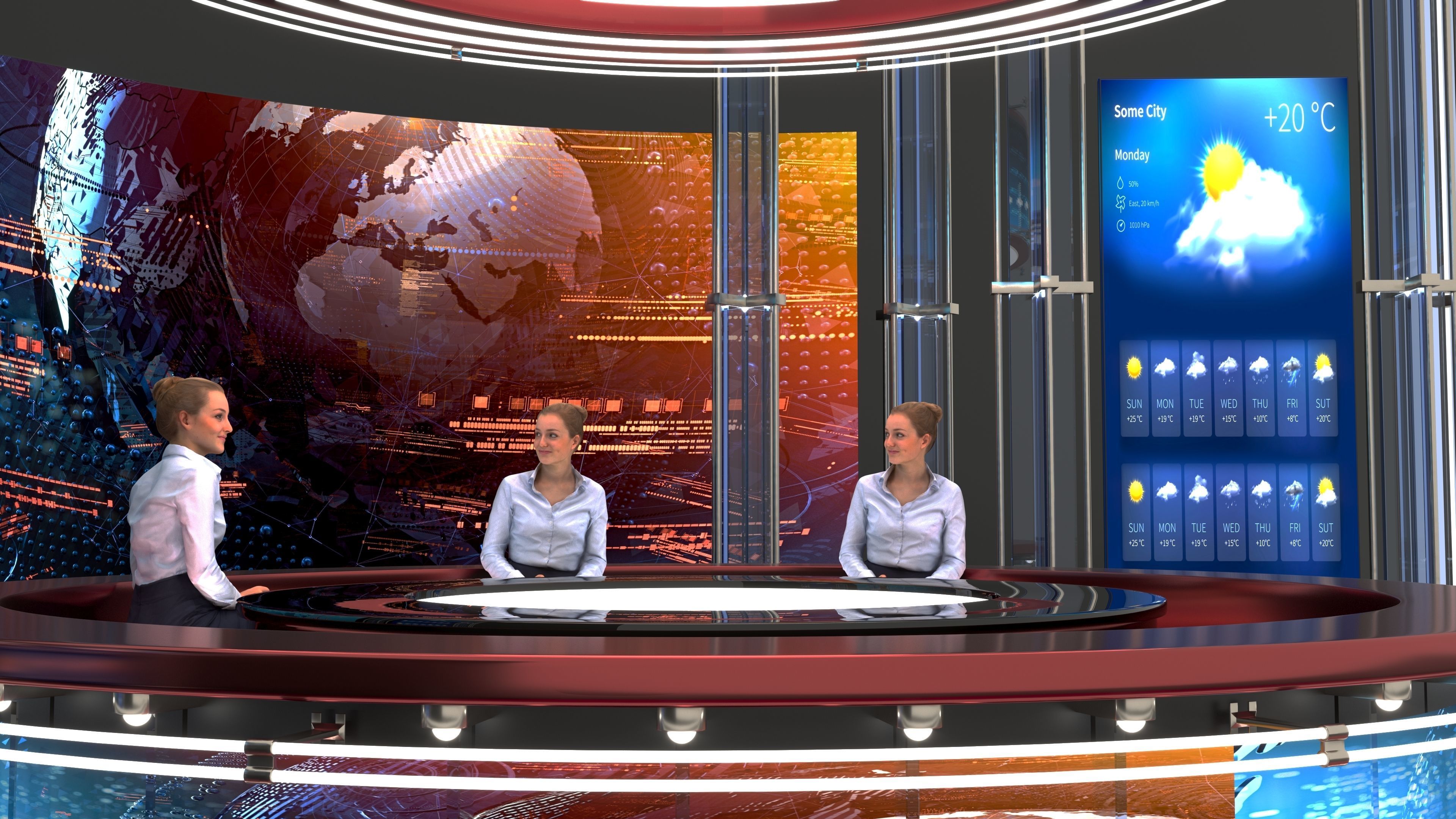 Virtual NEWS TV Studio 3D model_3