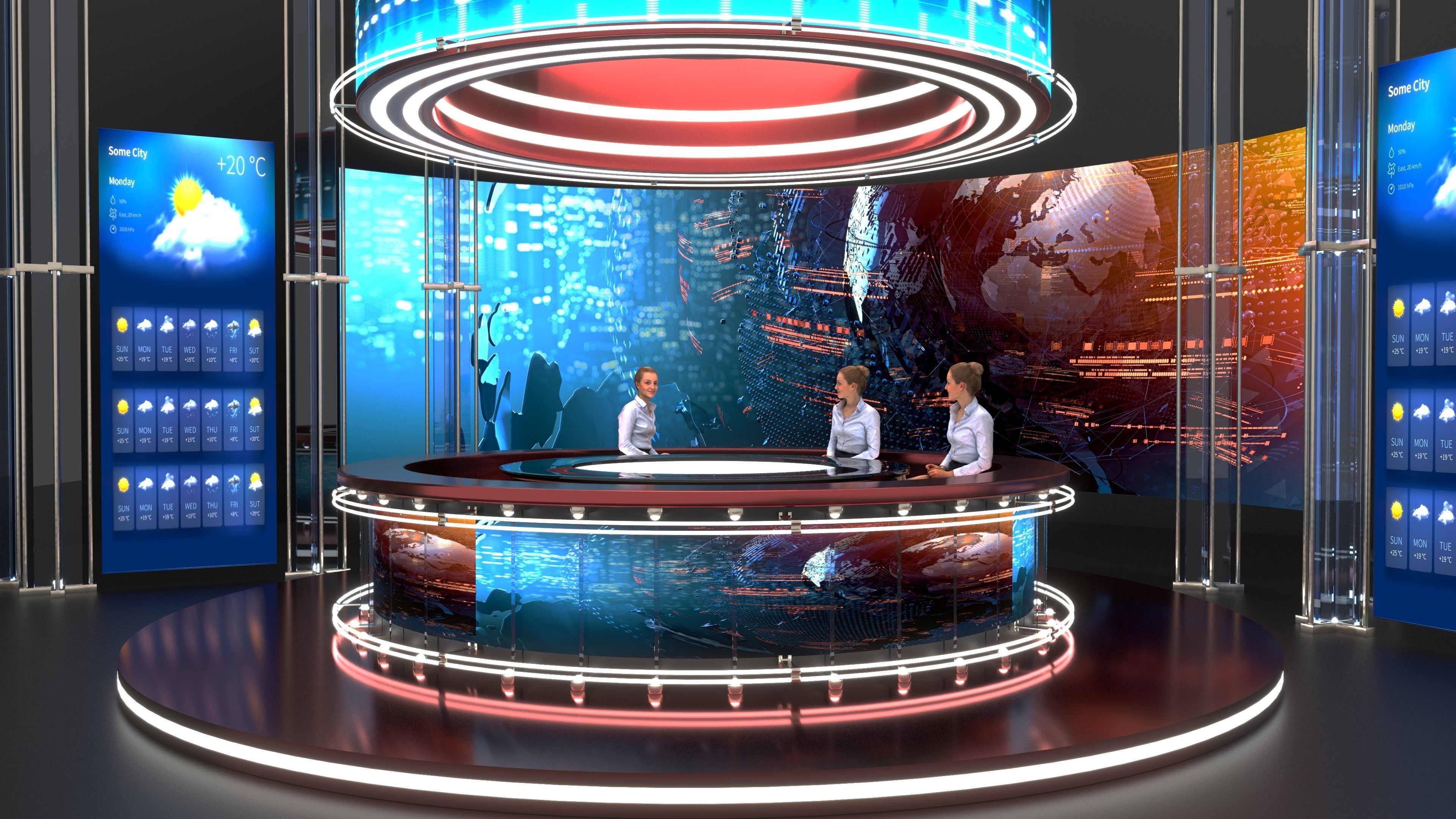 Virtual NEWS TV Studio 3D model_2