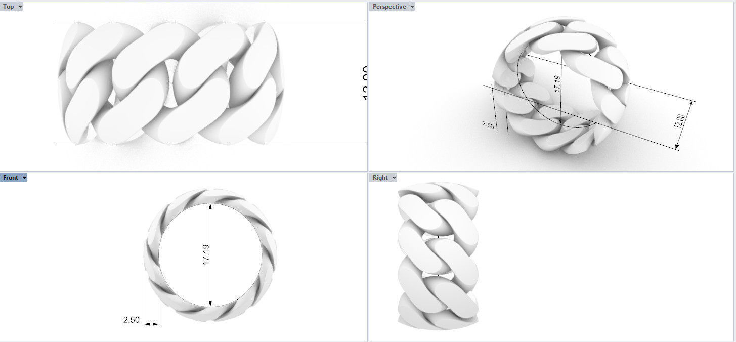 cuban ring 12 mm wide size 54 3D print model_1