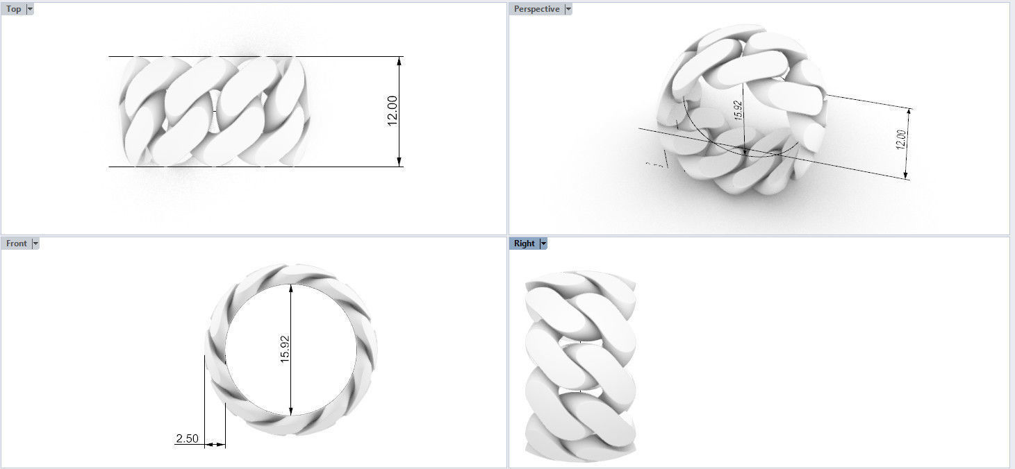  cuban ring 12 mm wide size 50 3D print model_1