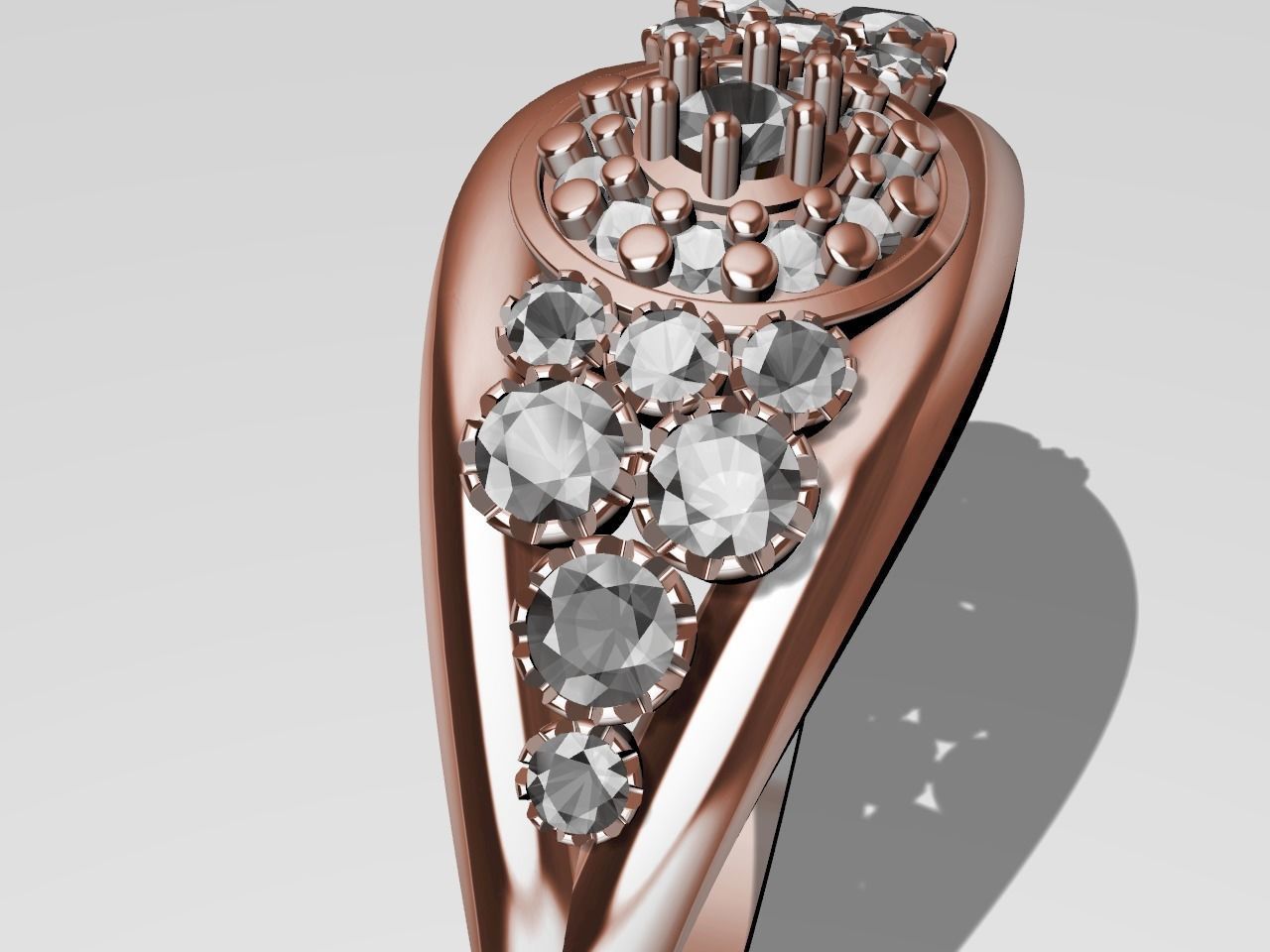 diamond split shank ring stl verified  3D print model_9