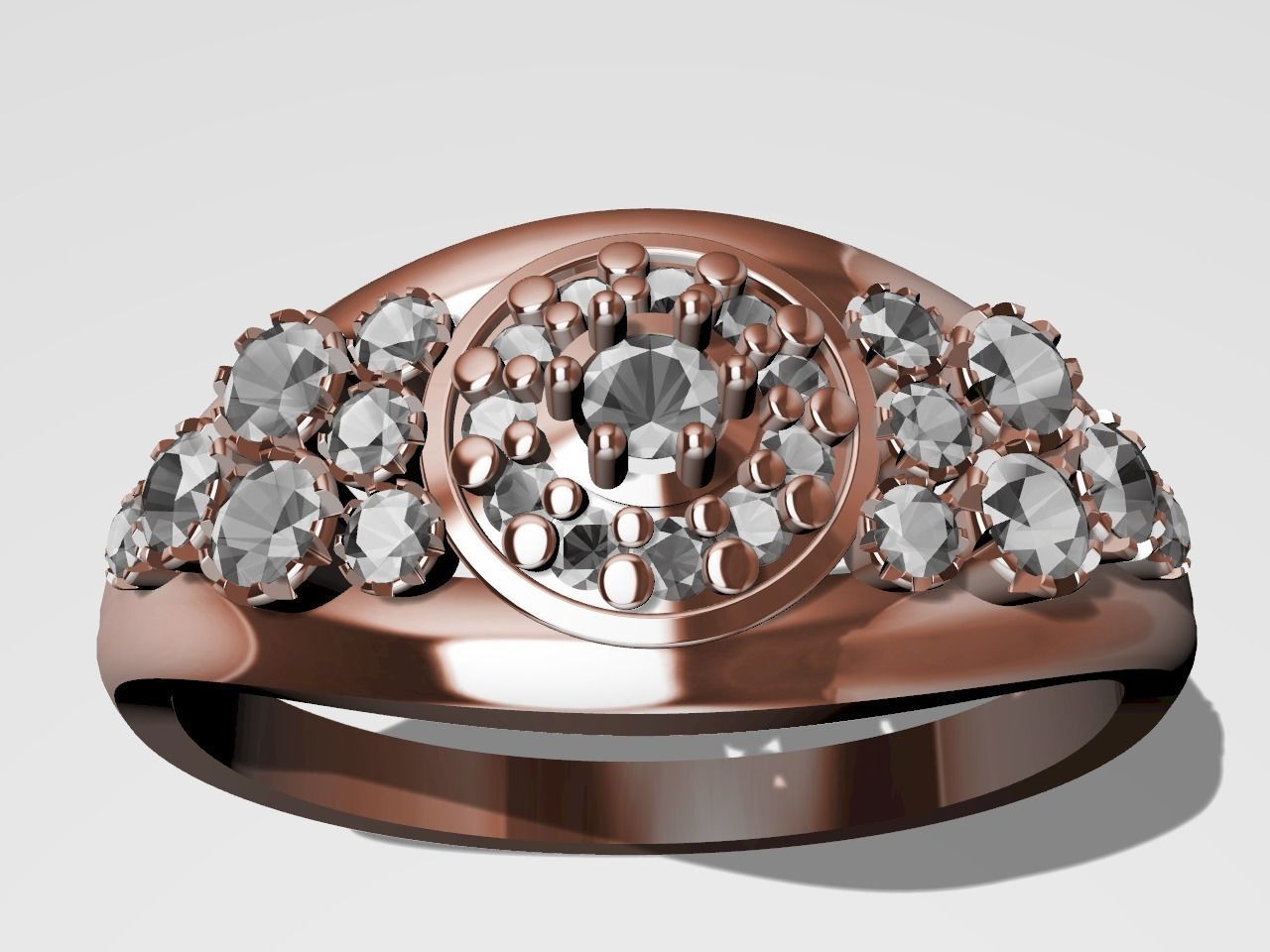 diamond split shank ring stl verified  3D print model_7