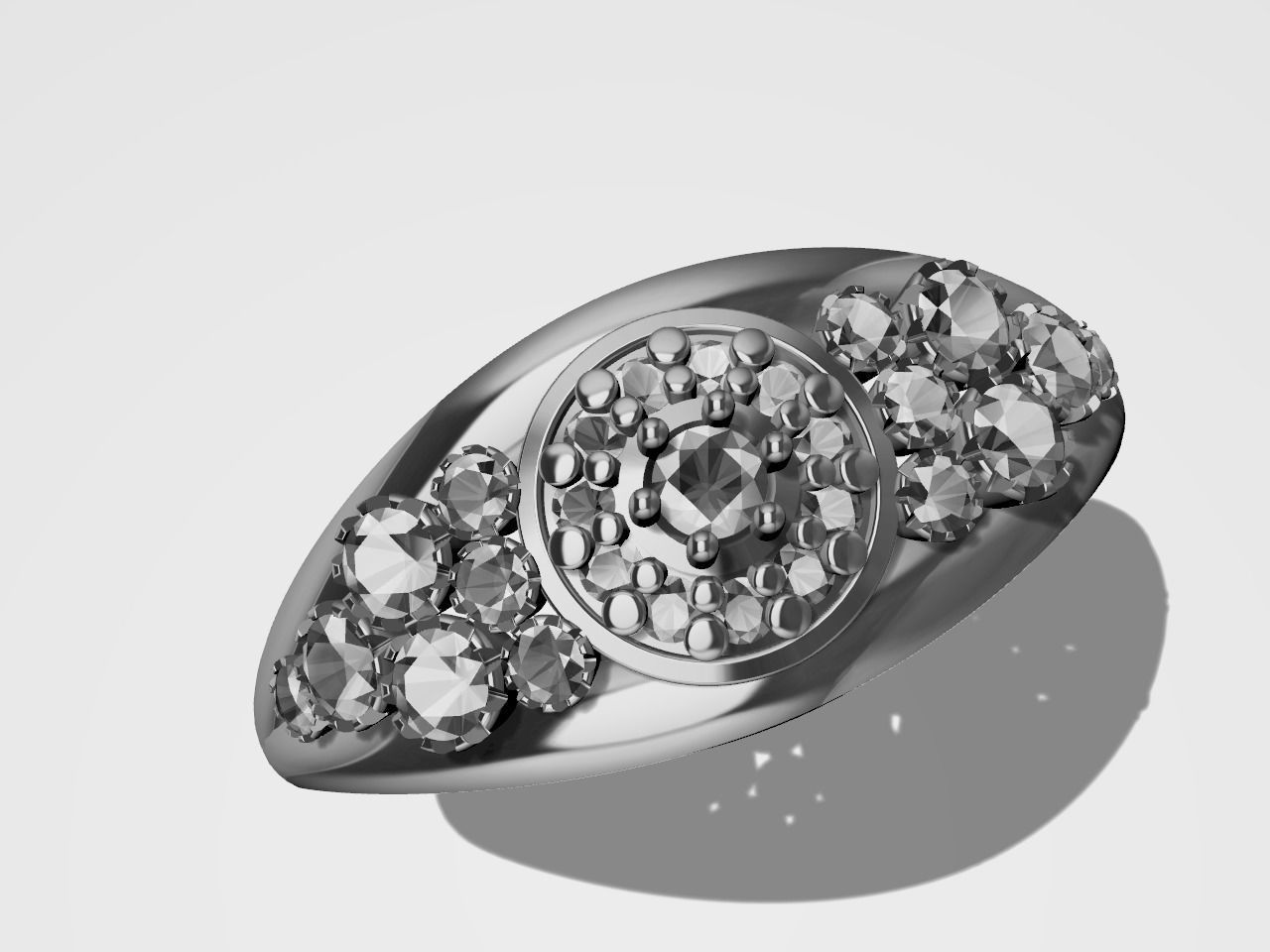 diamond split shank ring stl verified  3D print model_12